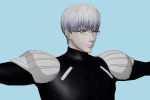 Kishou Arima Tokyo-Ghoul, male, man, people, human, xna, characters, rigged